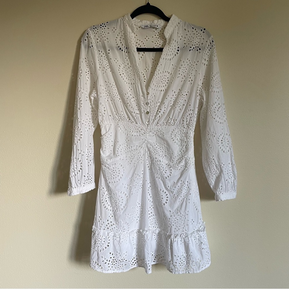 Zara White Eyelet Dress